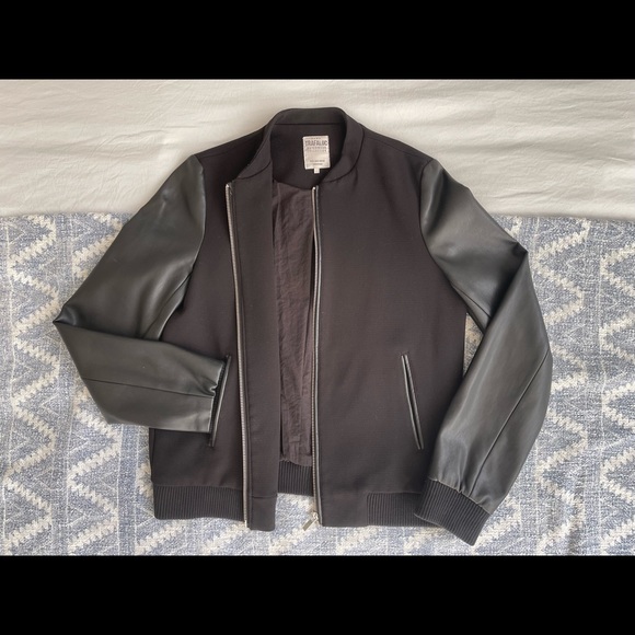 Zara Black Bomber Jacket size Small - Picture 3 of 5